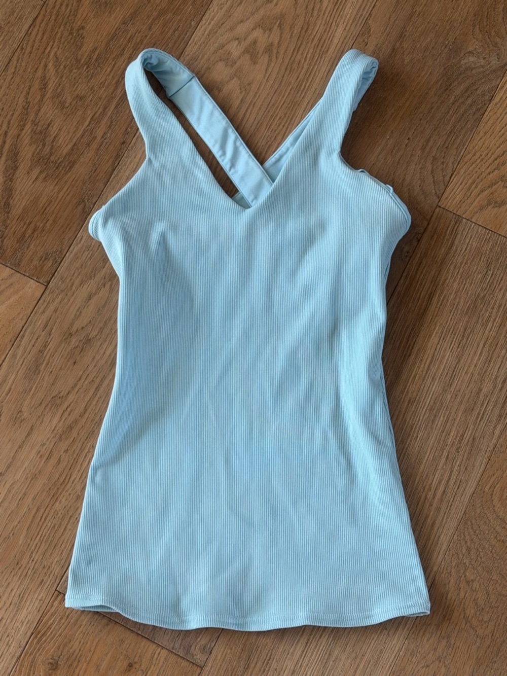 ALO Yoga Pale Blue Ribbed V-Neck Tank